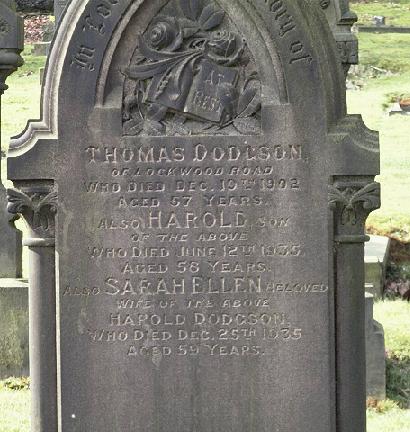 Thomas, Harold and Sarah Ellen's Grave, Lockwood West Yorkshire.